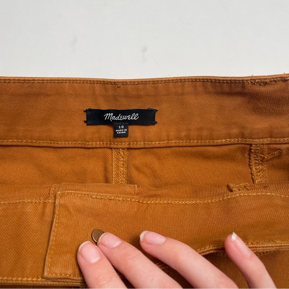 MADEWELL rust colored denim button front mini skirt - Picture 2 of 5